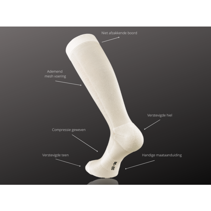 6 paar Compressie Kniekousen - Off-white