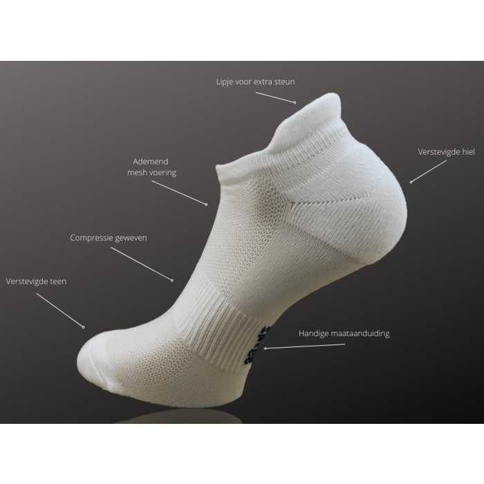 6 paar Compressie Hardloop Sneakersokken - Off-white