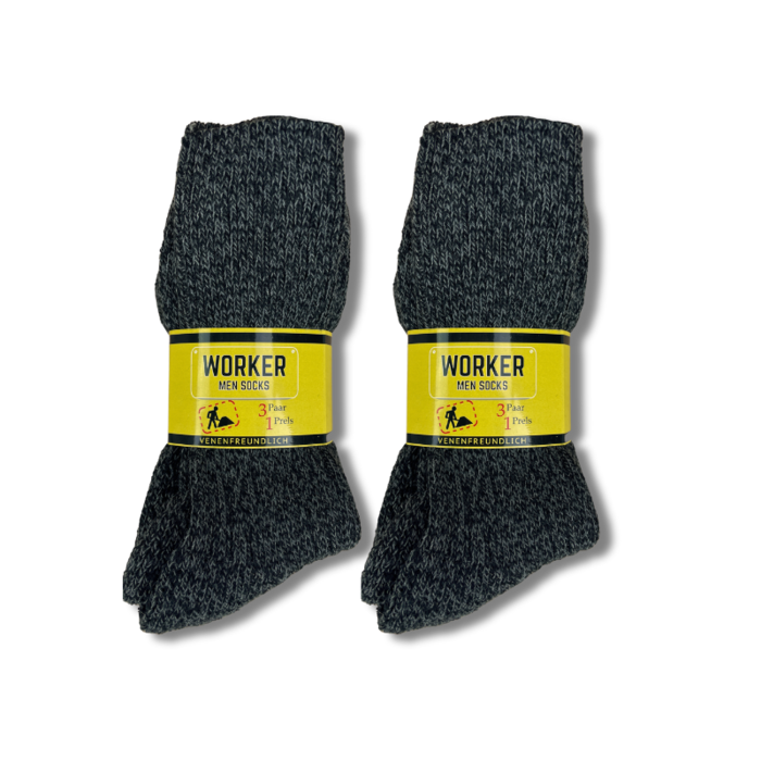 6 Paar Noorse werksokken thermo antraciet