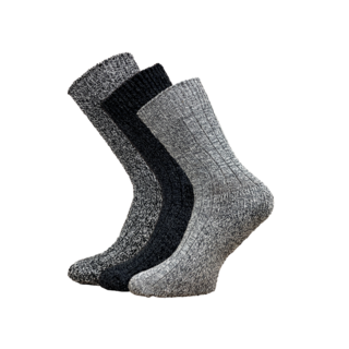 3 paar Noorse wollen sokken zwart/grijs mix