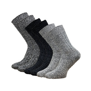 6 paar Noorse wollen sokken zwart/grijs mix