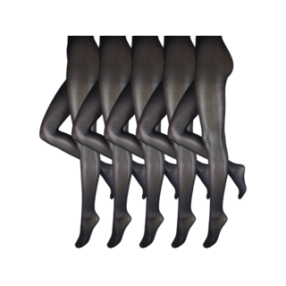 Panty 5 stuks klassiek 30 den half doorzichtig zwart