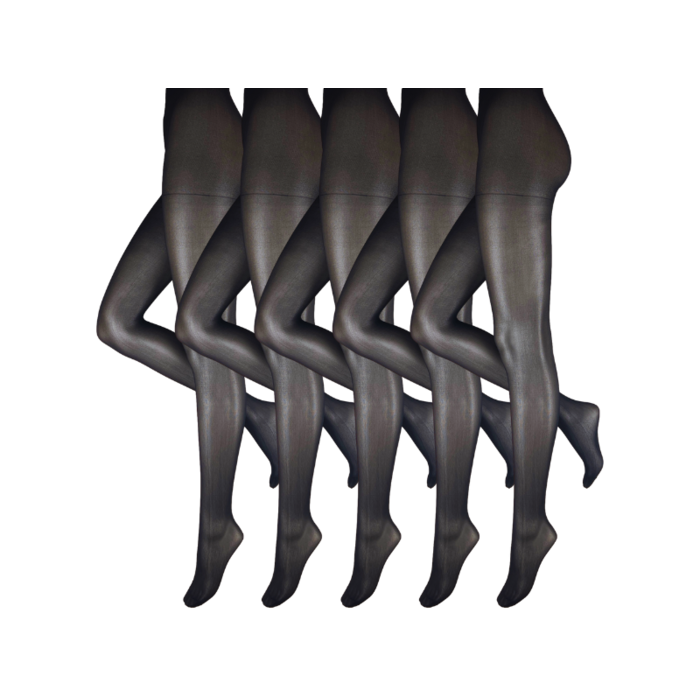 Panty 5 stuks klassiek 30 den half doorzichtig zwart