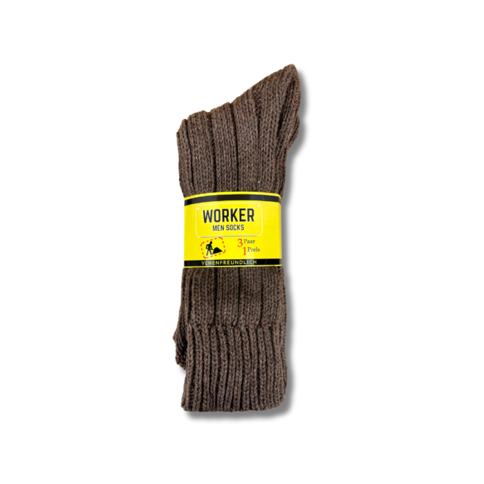 3 Paar Noorse werksokken thermo bruin