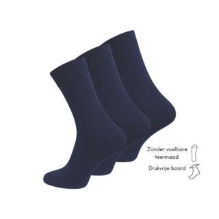 3 paar diabetes sokken Drukvrije boord Marineblauw