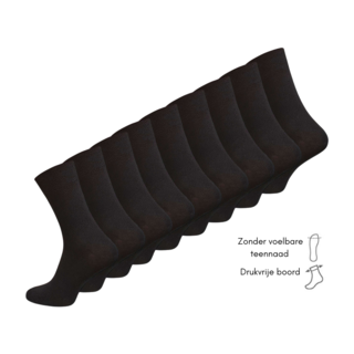 9 paar diabetes sokken Drukvrije boord Zwart