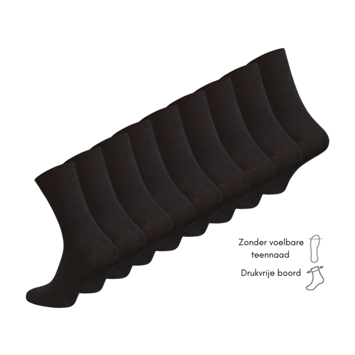 9 paar diabetes sokken Drukvrije boord Zwart