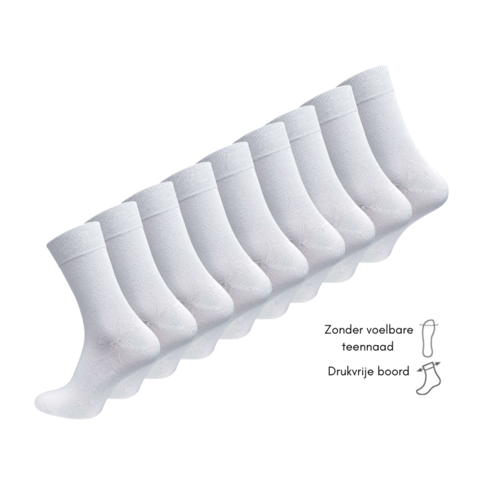 9 paar diabetes sokken Drukvrije boord Wit