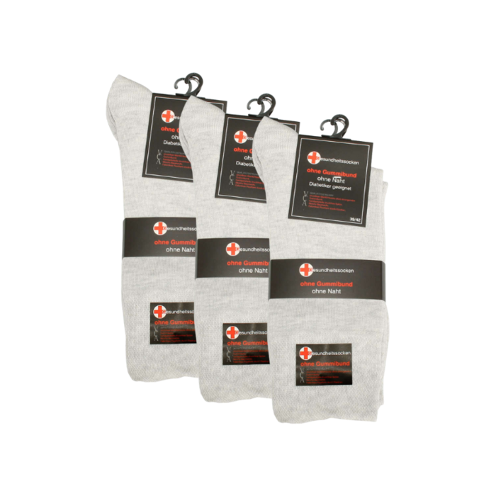 9 paar diabetes sokken Drukvrije boord Beige/Grijs Melange