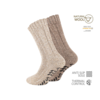 2 paar Noorse wollen sokken met antislip Beige/Bruin