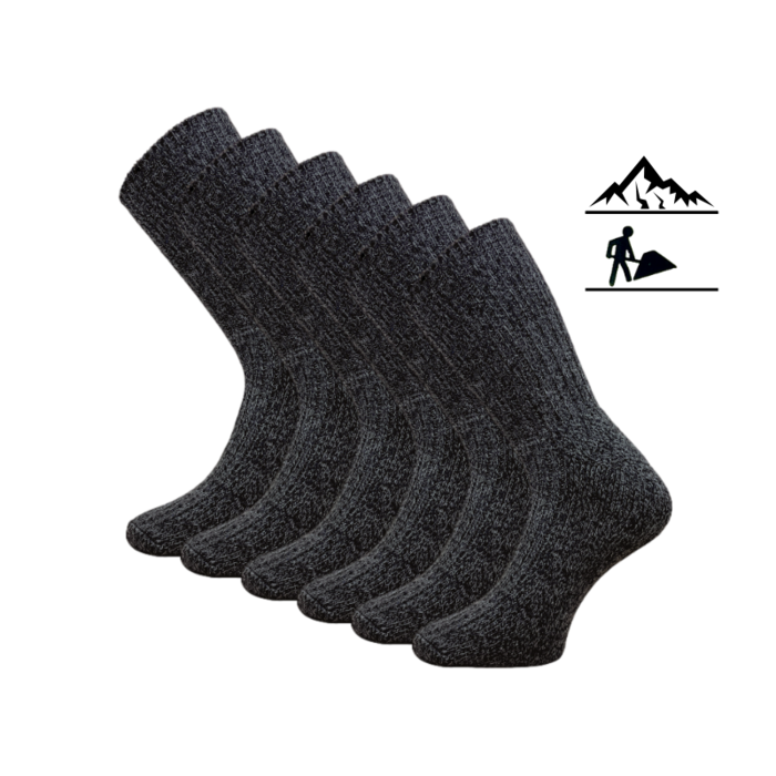 6 Paar Noorse werksokken thermo antraciet