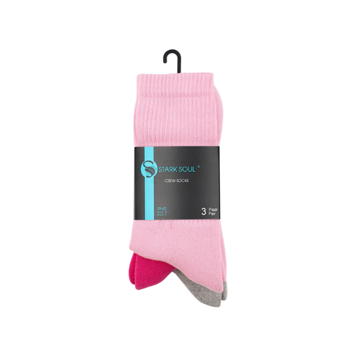 Sportsokken met badstof zool - Gekamd katoen - 3-Pack - Roze/Fuchsia/Grijs