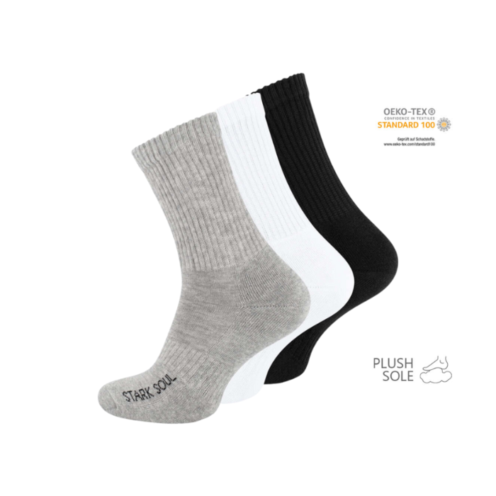 Sportsokken met badstof zool Gekamd katoen 3-Pack Grijs/Wit/Zwart