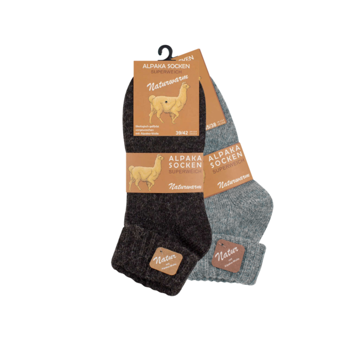 2 paar dames wollen sokken met Alpacawol Zwart/Antraciet