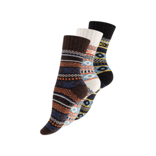 3 paar Noorse wollen sokken Hygge Gemixt Marineblauw/Ecru/Bruin