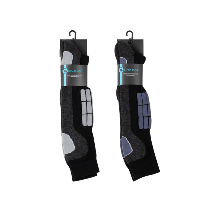 2 paar Skisokken Wintersokken Badstofvoering  Zwart/Grijs - Zwart/Blauw