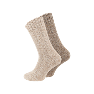2 paar Noorse wollen sokken Unisex Beige mix