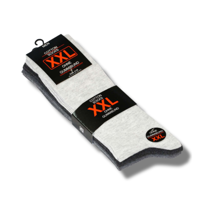 3 paar  XXL Herensokken Drukvrije boord Grijs mix