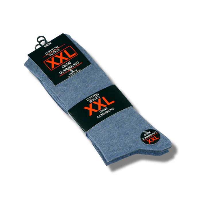 3 paar  XXL Herensokken Drukvrije boord Jeansblauw-mix