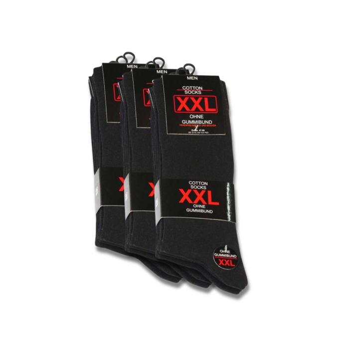 9 paar XXL Herensokken Drukvrije boord Zwart