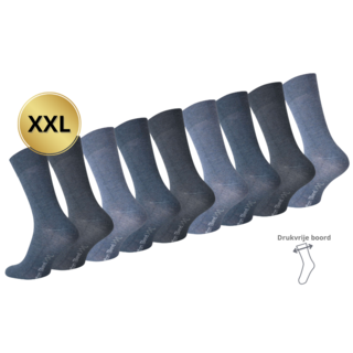 9 paar XXL Herensokken Drukvrije boord Jeansblauw mix