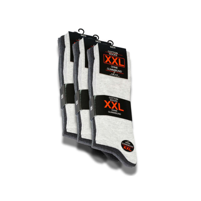 9 paar XXL Herensokken Drukvrije boord Grijs mix