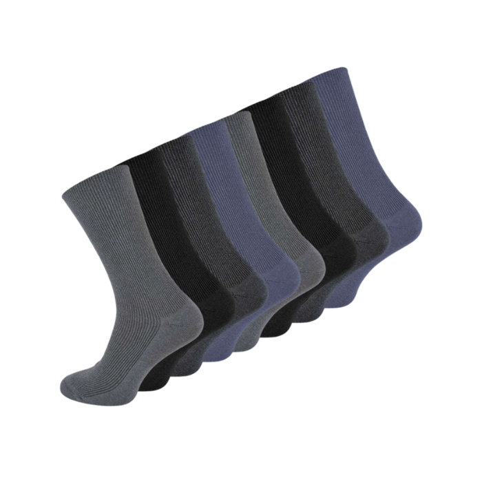 8 pack diabetes sokken Zonder elastische boord Naadloos Blauw/Gijs Mix