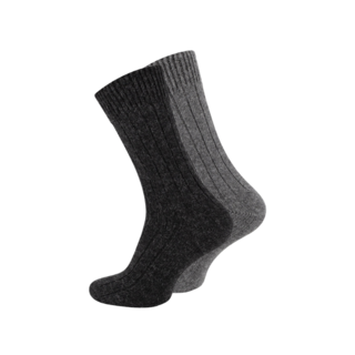 2 paar Wollen sokken met Alpacawol Fijn gebreid Unisex Antraciet-Grijs
