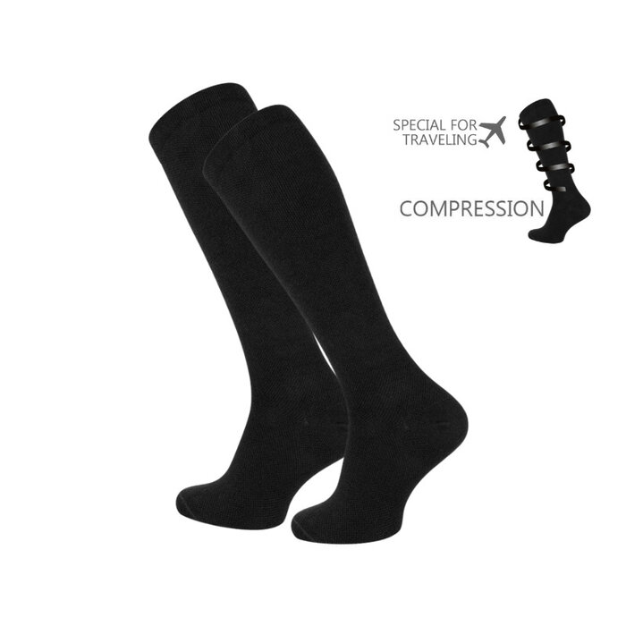 Compressie kniekous reiskniekous unisex Zwart
