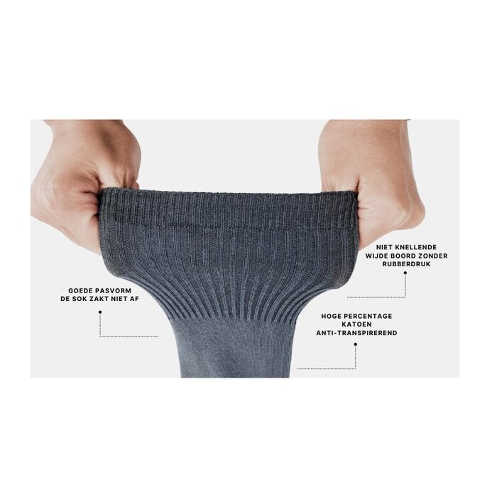12 paar Niet knellende sokken Drukvrije boord Basic Antraciet