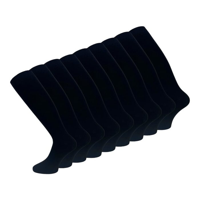 9 paar Kniekousen Basic Katoen Zwart