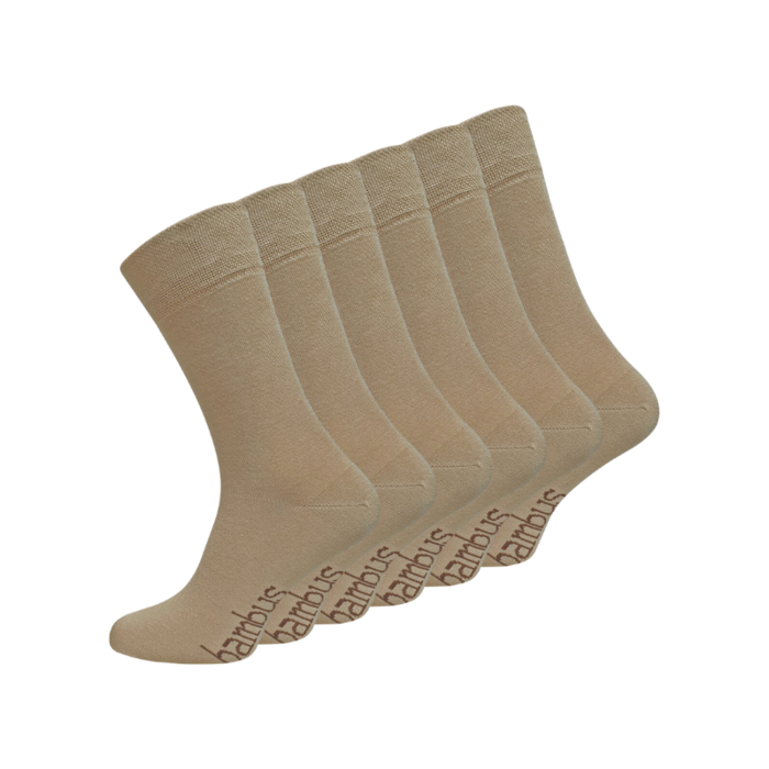 6 paar Bamboe sokken Naadloos Beige