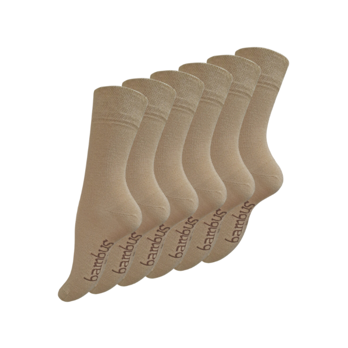 6 paar Bamboe sokken Naadloos Beige