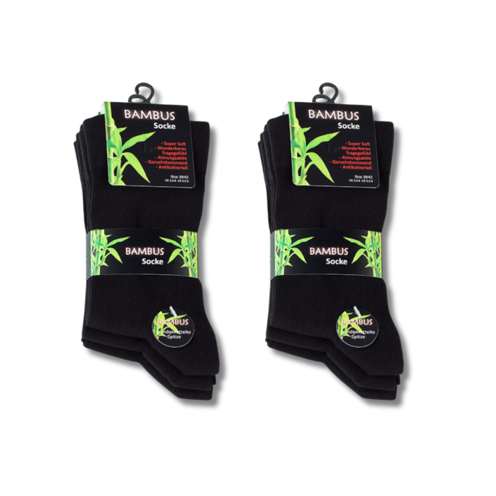 6 paar Bamboe sokken Naadloos Zwart