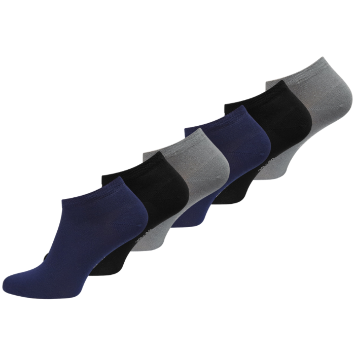 6 paar Bamboe sneakersokken Naadloos Zwart/Grijs/Marineblauw