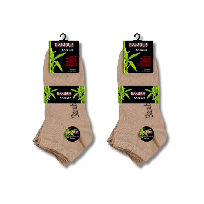 6 paar Bamboe sneakersokken Naadloos Beige