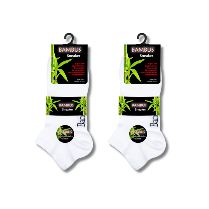 6 paar Bamboe sneakersokken Naadloos Wit