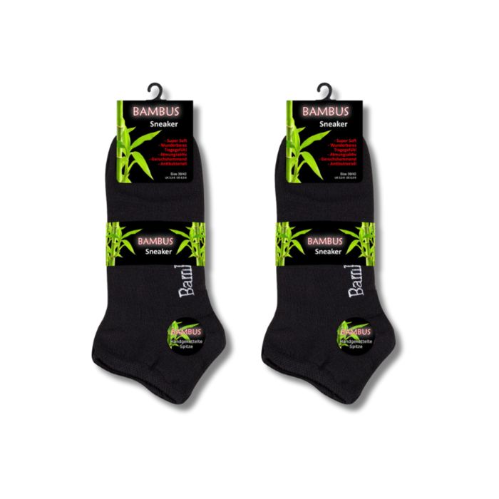 6 paar Bamboe sneakersokken Naadloos Zwart