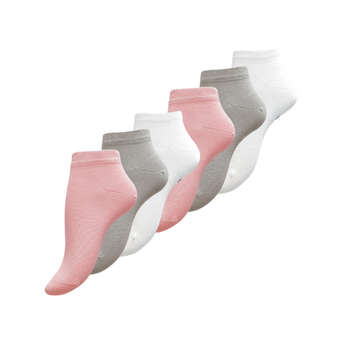 6 paar Bamboe sneakersokken Naadloos Roze/Wit/Grijs
