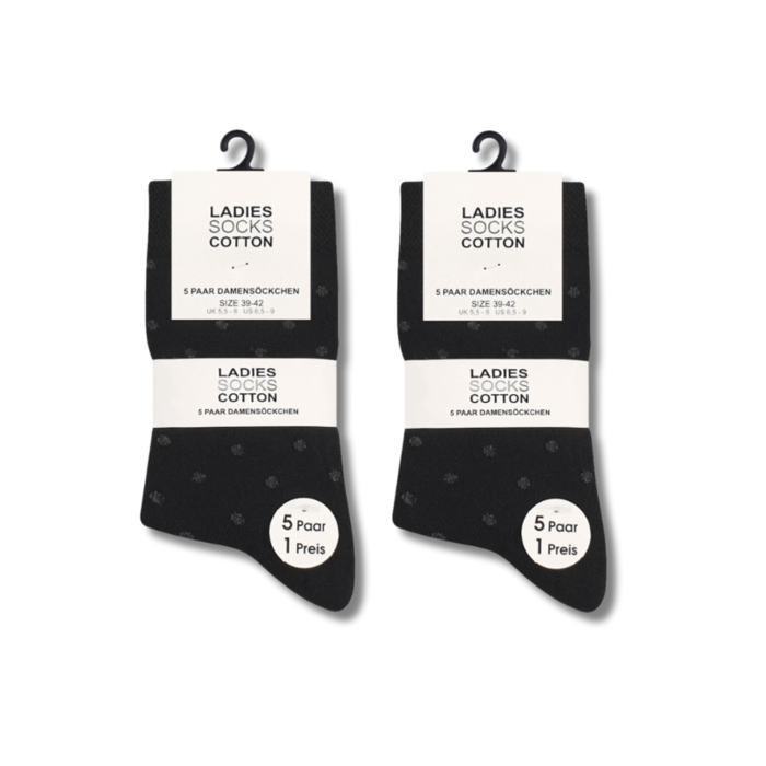 10 paar Damessokken Dots Stripes Zwart/Grijs-mix