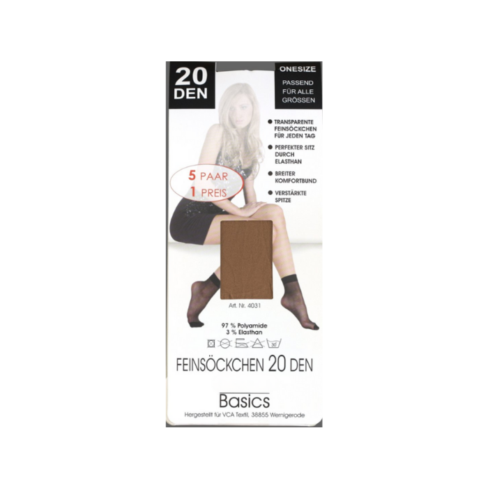 5 paar Dames panty sokjes 20 Denier Perle