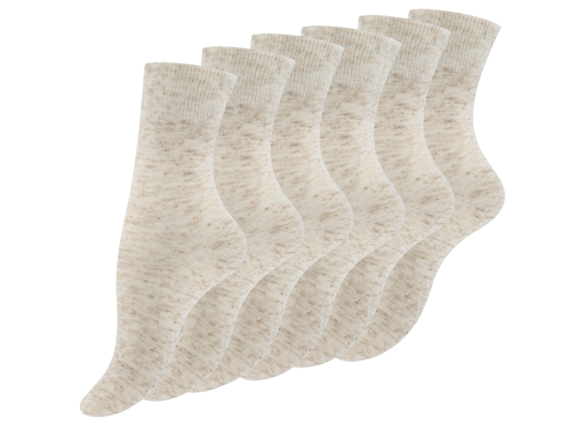 6 paar Linnen damessokken met Katoen Beige Melange