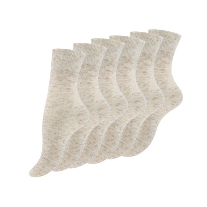 6 paar Linnen damessokken met Katoen Beige Melange