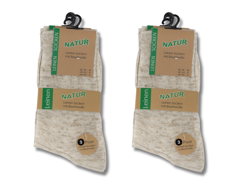 6 paar Linnen damessokken met Katoen Beige Melange