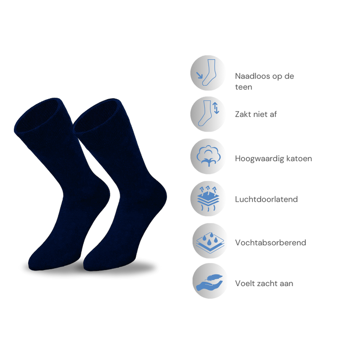 6 paar katoenen sokken naadloos marineblauw
