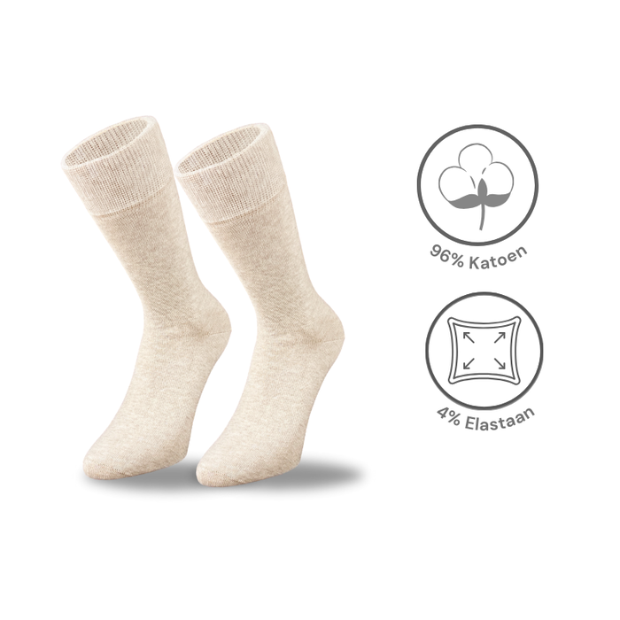 6 paar katoenen sokken naadloos beige-mix