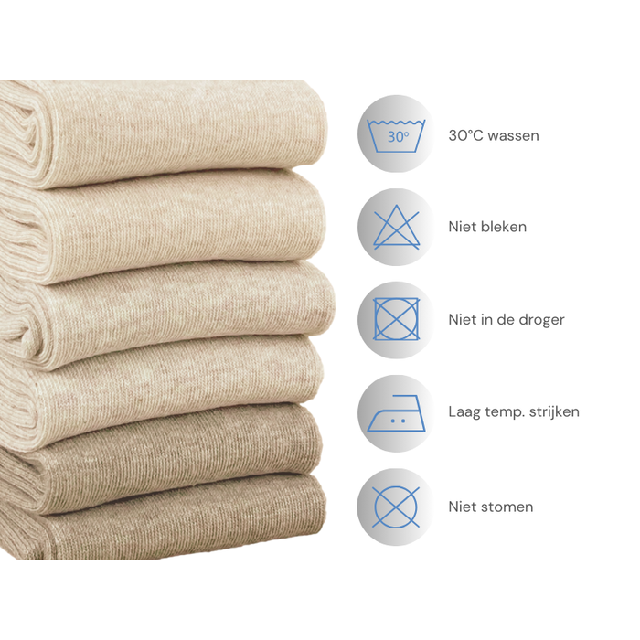 6 paar katoenen sokken naadloos beige-mix