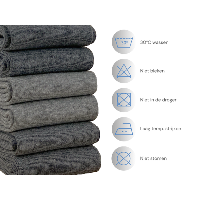 6 paar katoenen sokken naadloos grijs-mix