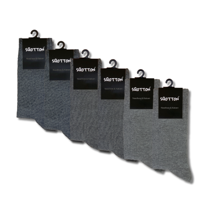 6 paar katoenen sokken naadloos grijs-mix