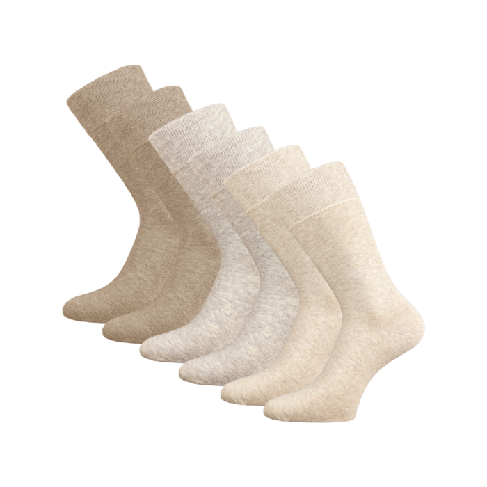6 paar katoenen sokken naadloos beige-mix